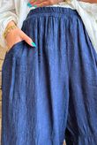 Lalli Damask Classic Tapered Barrel Leg Pant Navy